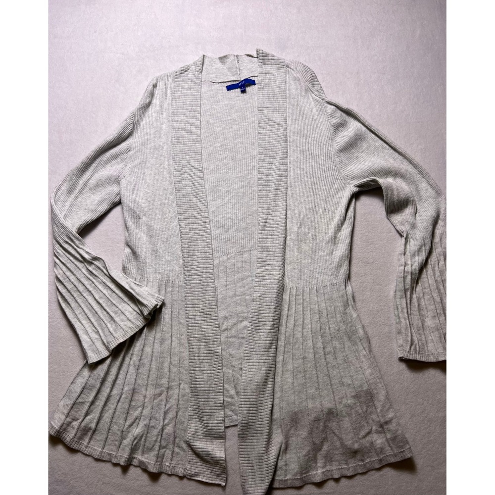 Apt. 9 L Cardigan Soft Ribbed Peplum Gray Open Front Cotton Blend Sweater Layer